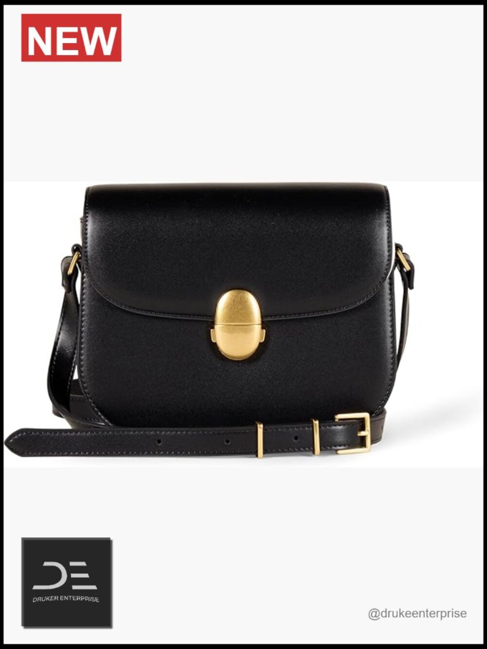 Vegan Leather Crossbody Flap Bag with Adjustable Strap